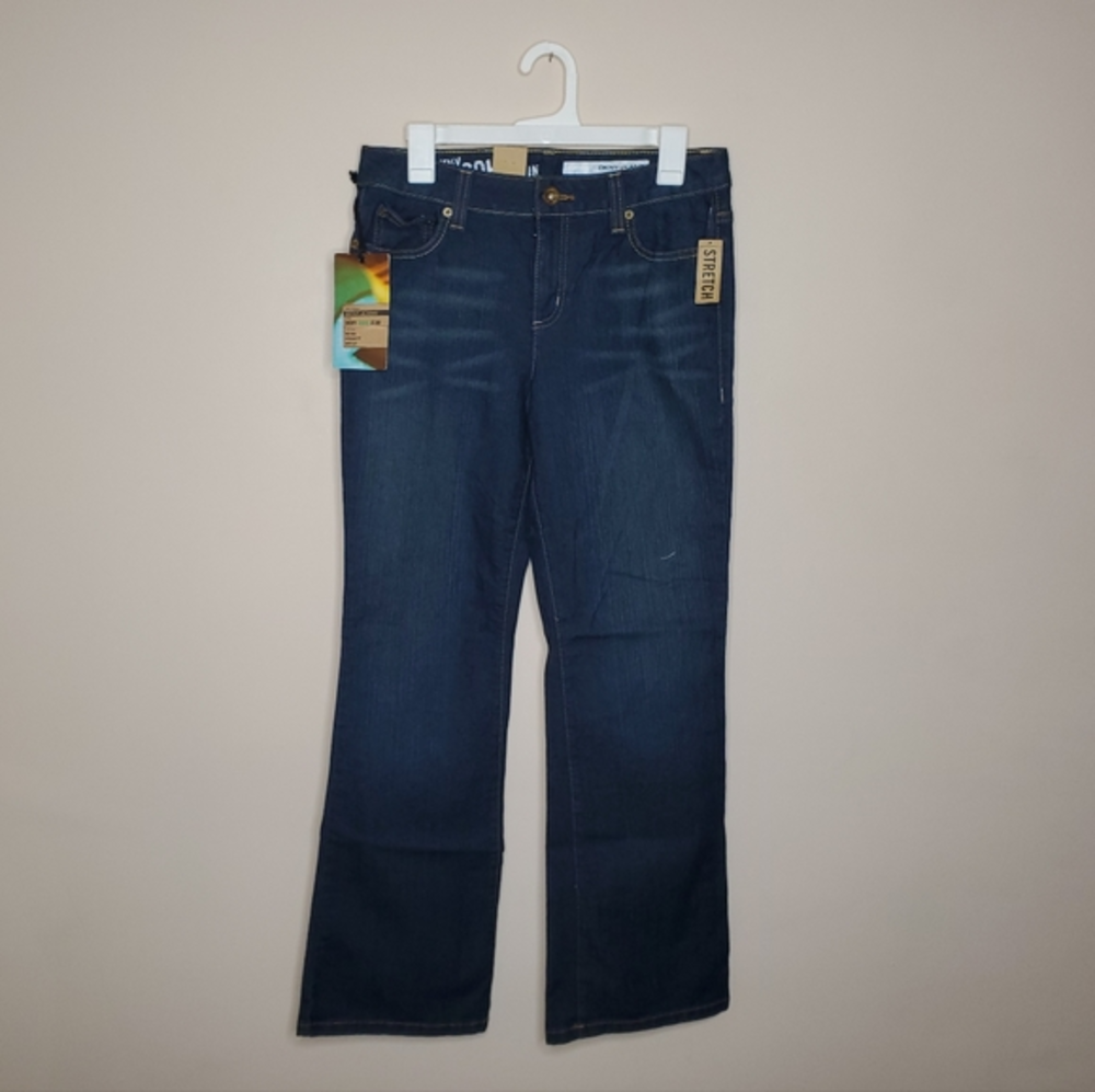 DKNY SOHO‎ Jeans Size 8 Bootcut KCMUJ282 Denim Inseam 31 in Stretch Dark Blue